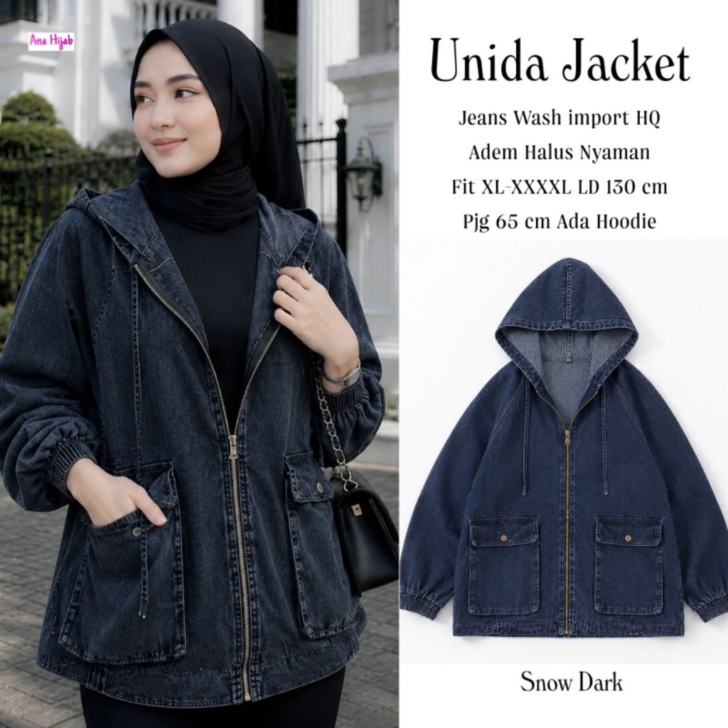 JAKET JEANS WANITA JUMBO/UNIDA/JAKET WANITA JEANS WASH HQ JUMBO LD 150 CM FIT XXXXL