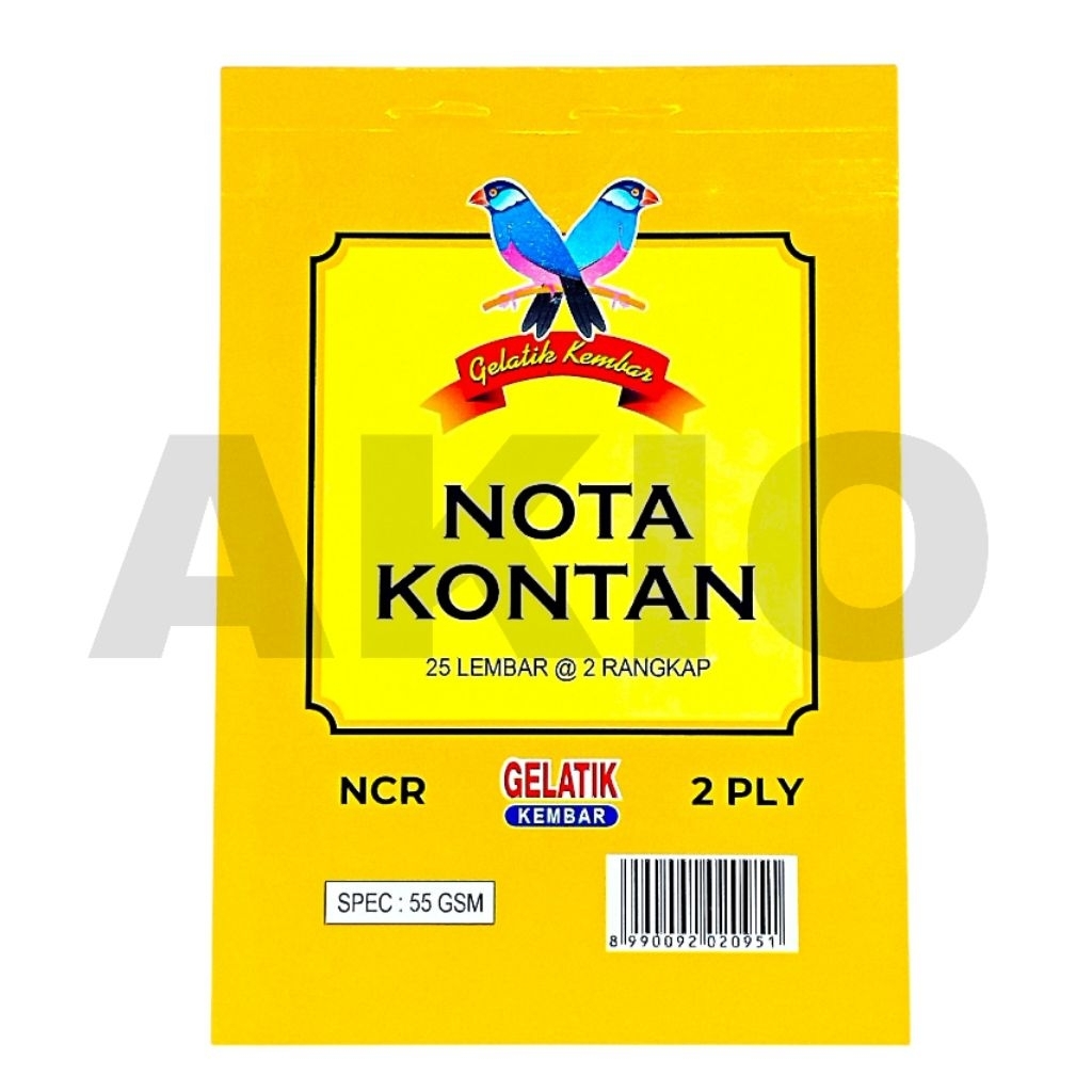 Buku Nota 2 PLY KECIL MINI GELATIK KEMBAR Rangkap 50 Lembar 25+25 Kontan Pak 1/4 Folio NCR 55 GSM Mu