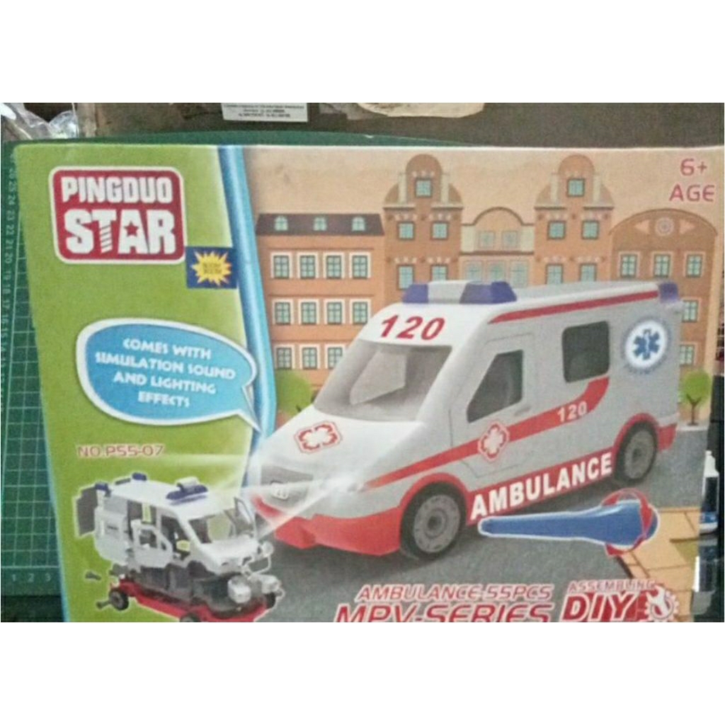 Mainan Mobil Lego Ambulance Hospital Musik Lampu / Mobil Ambulan Dan Mobil Polisi