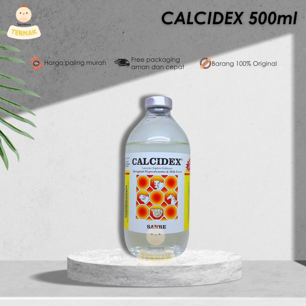 Calcidex 500 ml Injeksi Kalsium Obat Milk Fever Sapi Kuda Kambing Sanbe