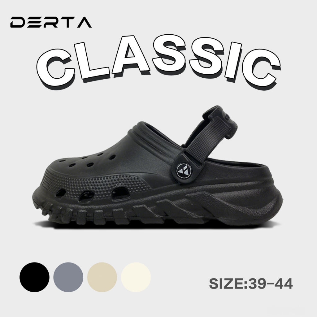 DertA Sandal Kodok Baim Pria Sendal Duet Max Clog Casual Fashion EVA Breathable Waterproof Hitam Bei
