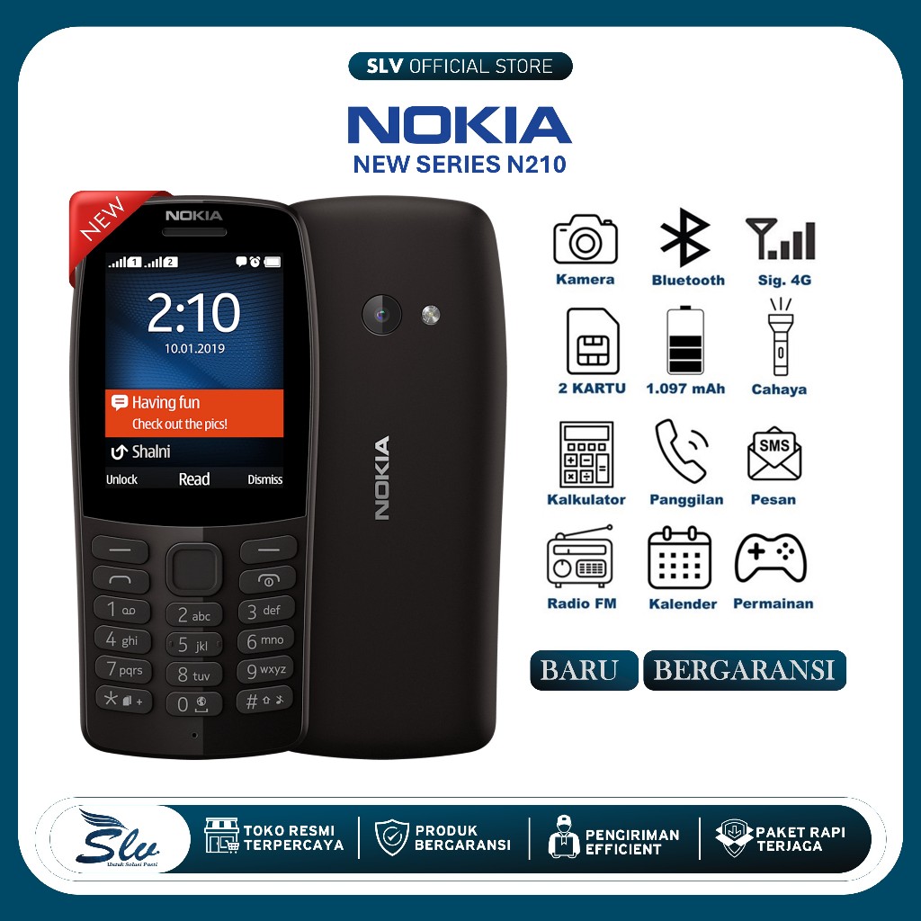 BARU/GRESS Hp Jadul Nokia 210 NEW VERSION Murah Berkualitas Hp Jadul 2 Kartu Ada Kamera Ada Musik Fe
