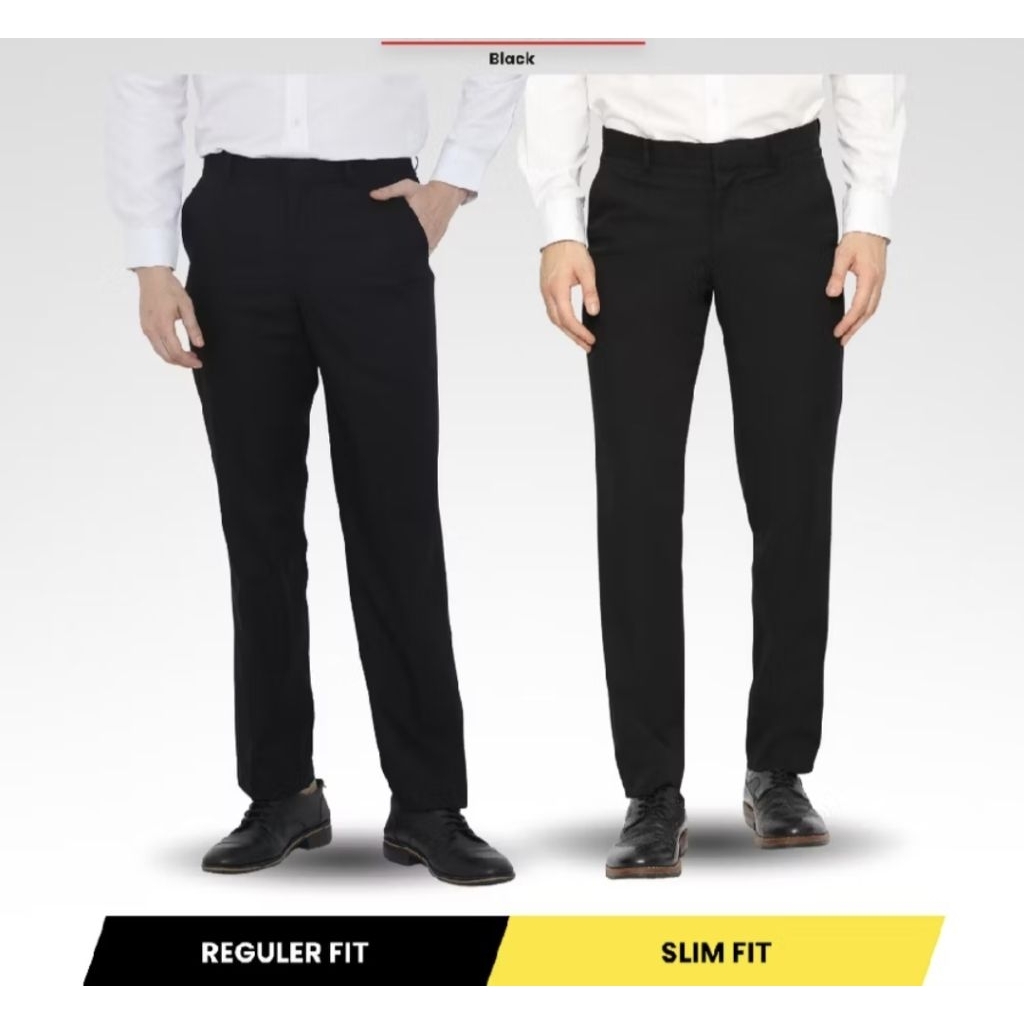Celana Kain Formal Celana Hitam Kain Model Reguler Jcc Celana Kerja Celana panjang Kain Jcc 27-38