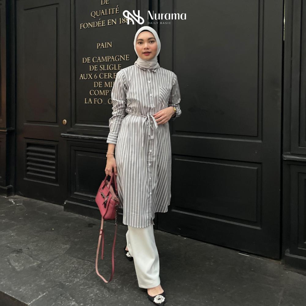 Nurama Akleema Salur Long Tunik Katun Dan Rayon Stripes Tali Adjustable - P02 SLR