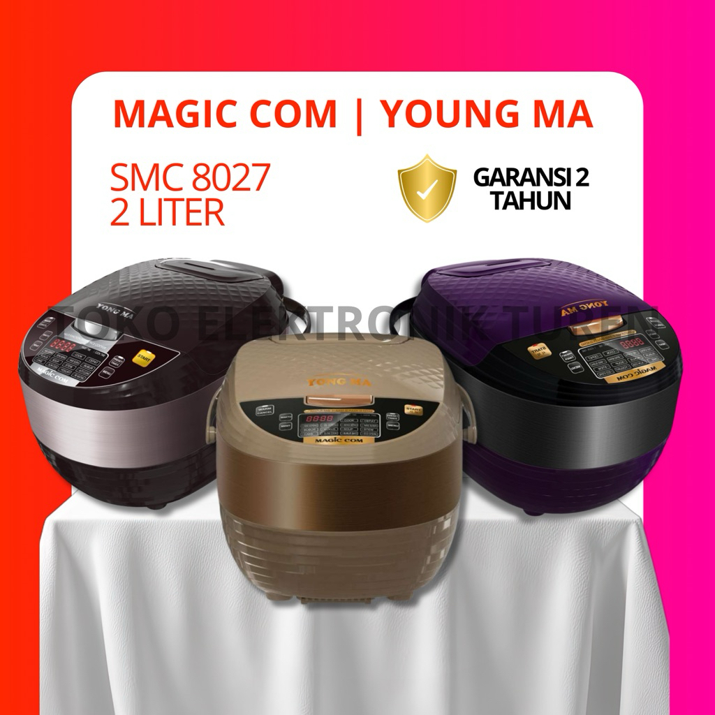 Yong Ma Magic Com Digital Rice Cooker 2L - Desain Elegan, Inner Pot Anti-Lengket, 14 Fungsi Masak