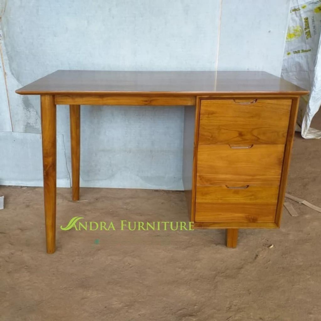 meja kantor kayu jati, meja komputer kayu jati minimalis