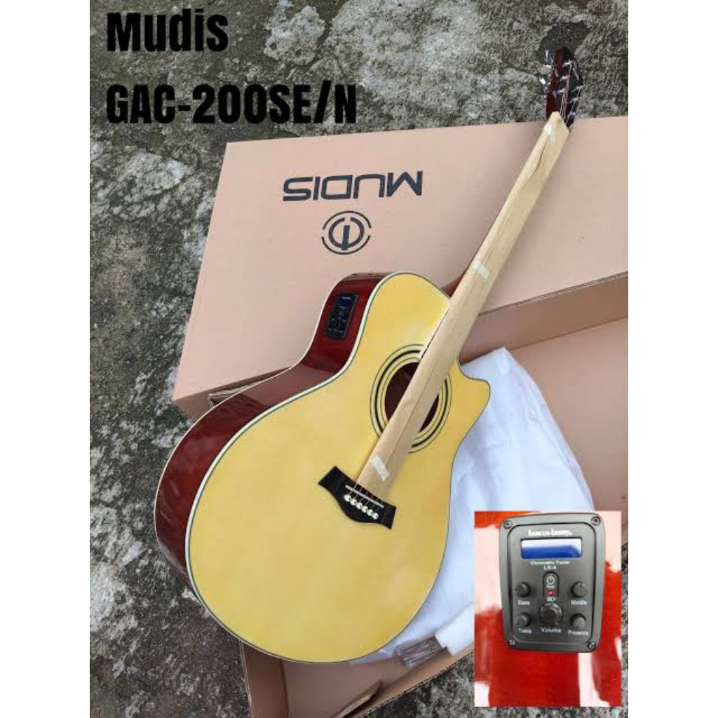 Gitar Akustik Elektrik Mudis GAC200S Top Solid Original