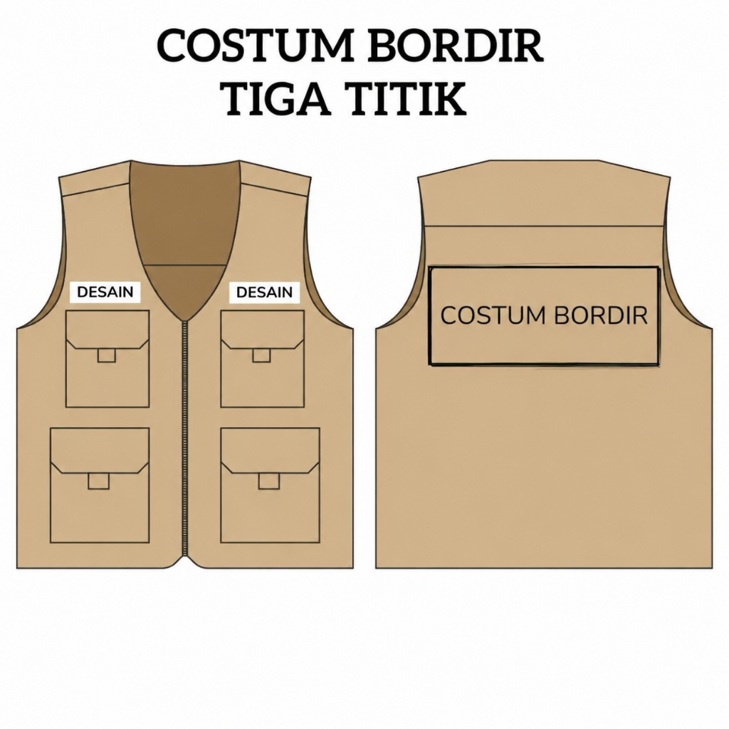 Rompi Custom Bordir KPU KKN Sekolah / Vest Cargo Tactical Banyak Saku Custom Bordir RMPD002