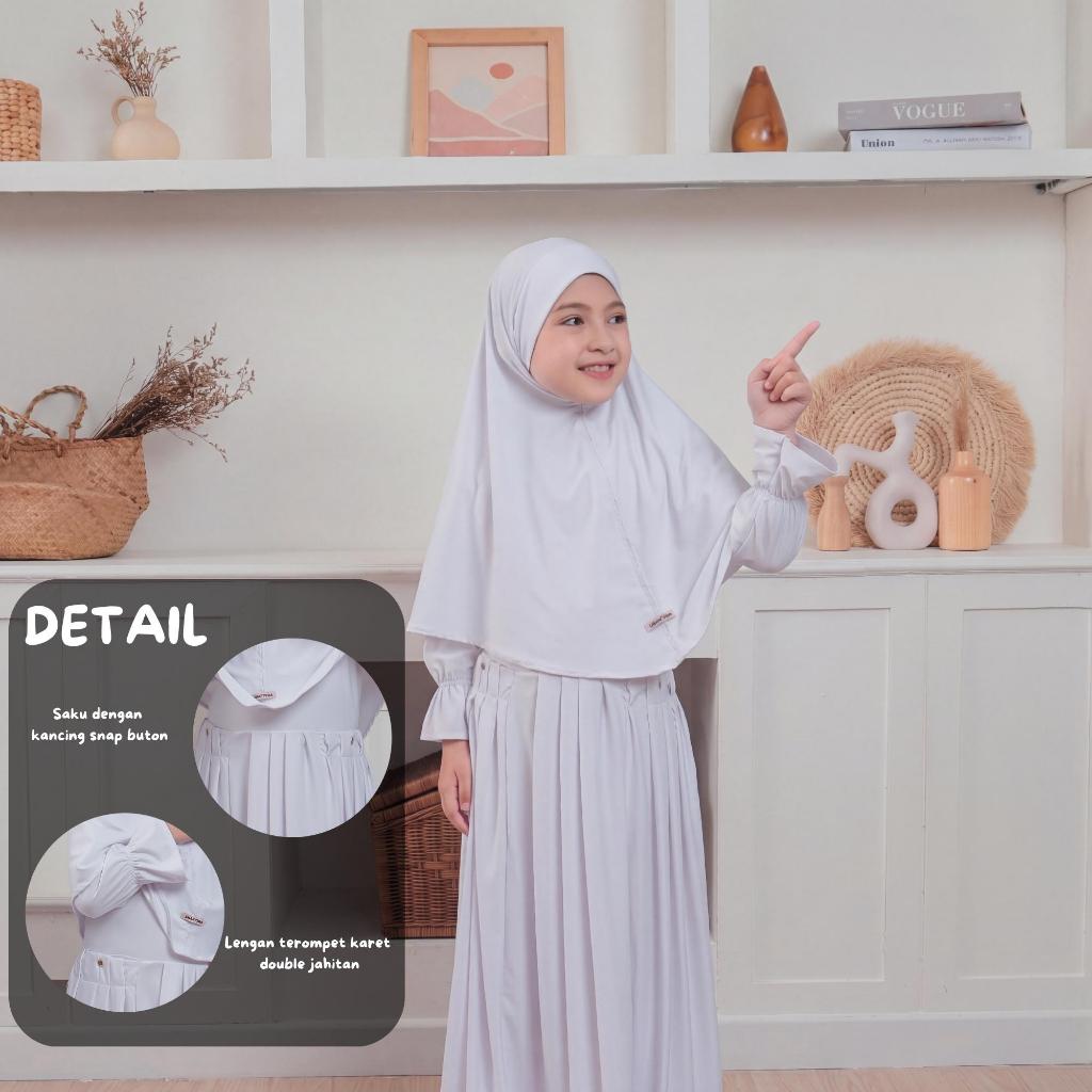 Gamis Abaya Anak Shelina Set Hijab French Khimar | 1 Hijab 2 Model Pakai Usia 0-10 Tahun Bahan Jerse