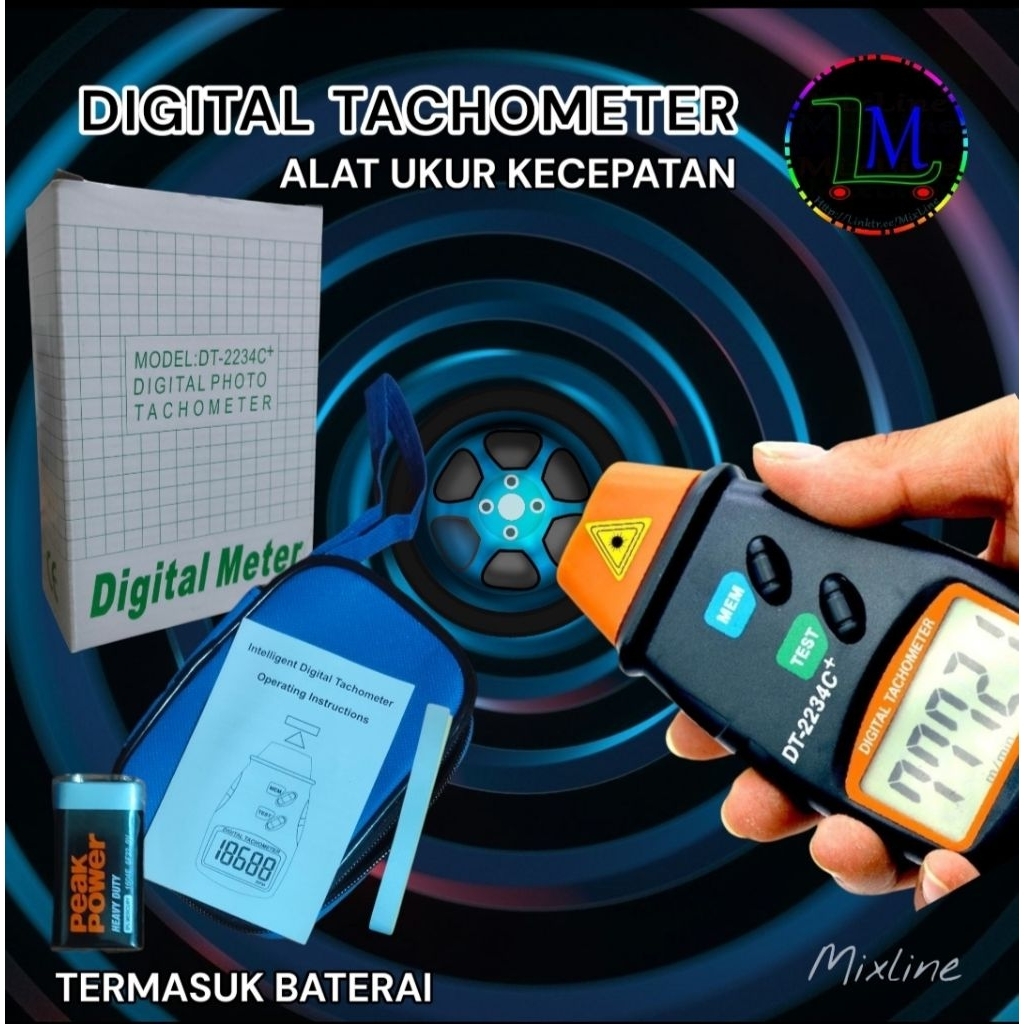 Digital Laser Tachometer RPM Alat Ukur Kecepatan