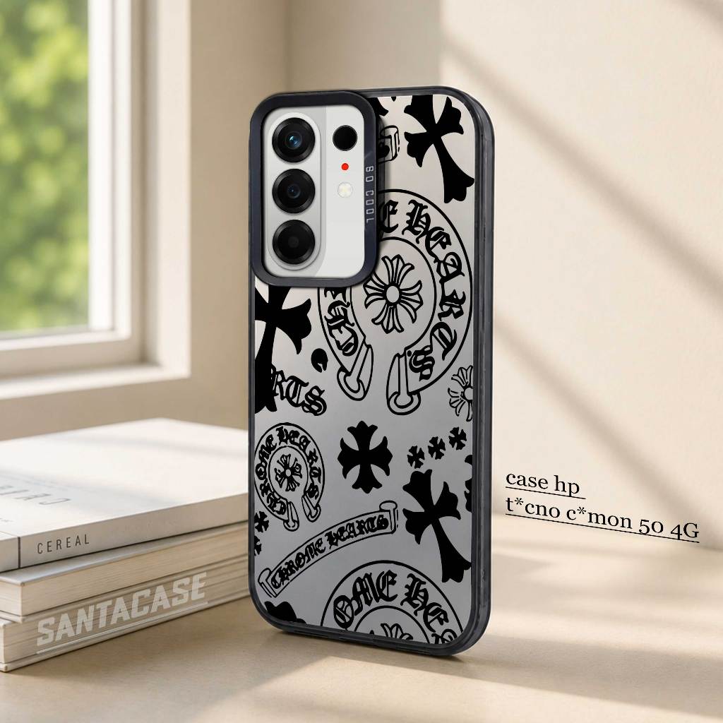CASE TECNO CAMON 50 4G - SO COOL HOLOGRAM PREMIUM - Motif CROME HEART - Softcase HYBRID IMD PLATE Co