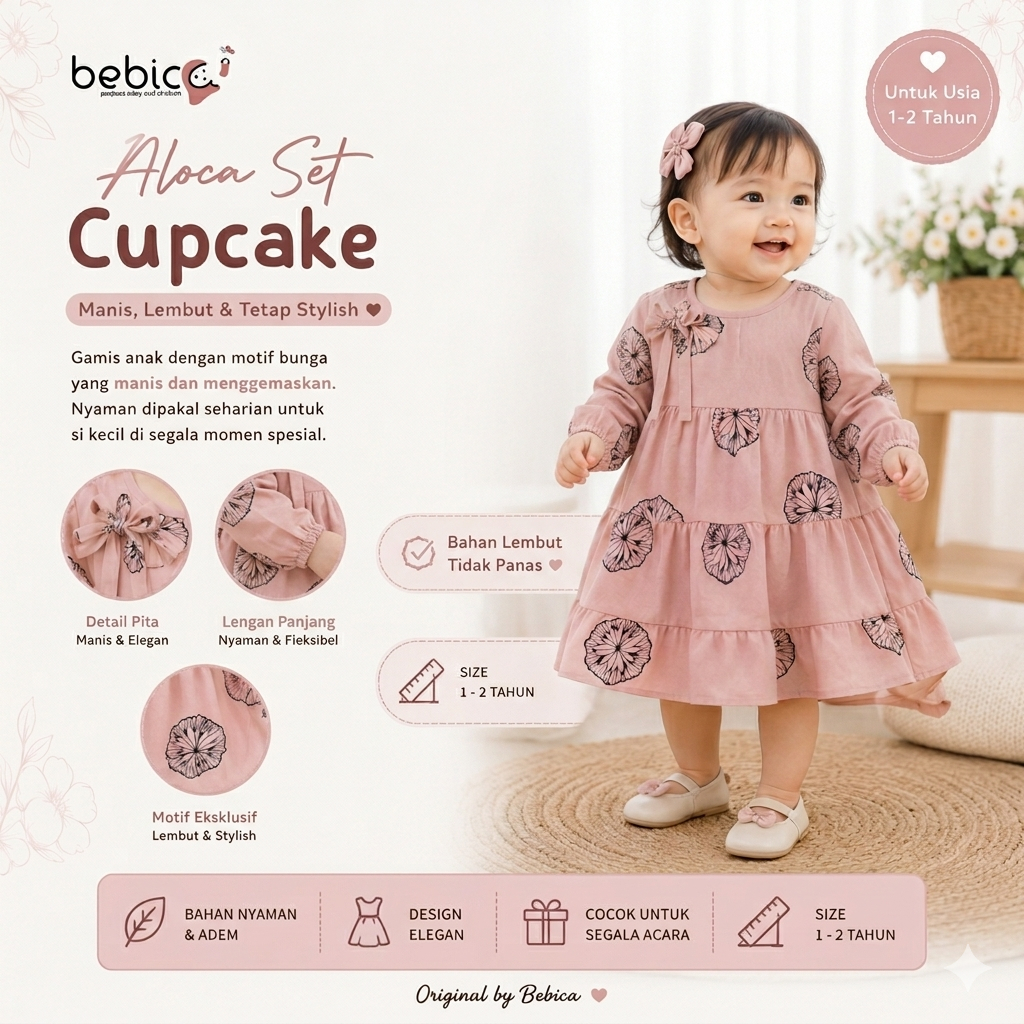 BEBICA Aloca Set Defect [Gamis dan Hijab Bayi / Anak]