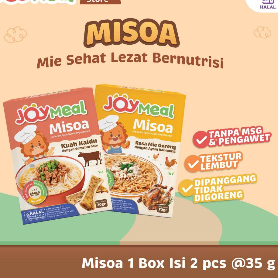 Joymeal Misoa 70gr - Mie Sehat / Misoa Halal Untuk Anak