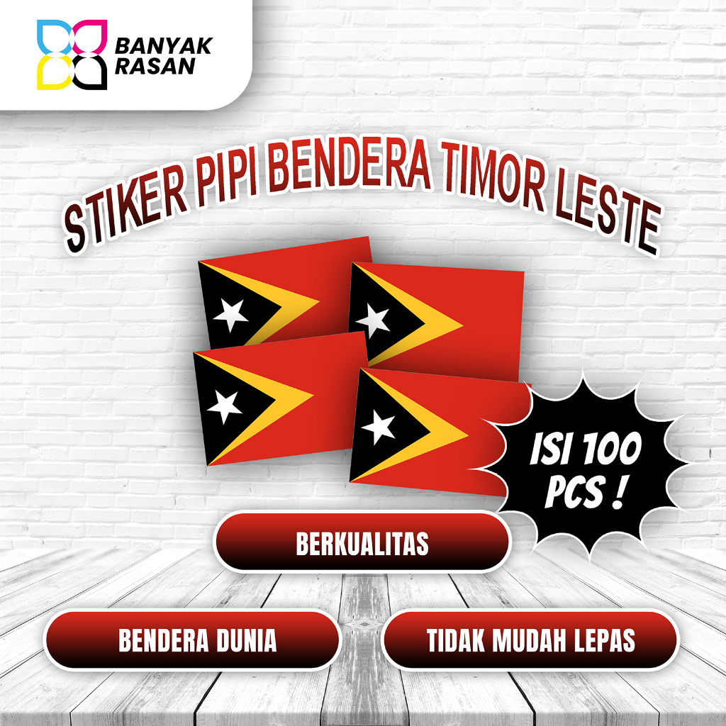 Cetak Stiker Kecil Bendera Timor Leste | Tempel di Pipi | STIKER PIPI BENDERA TIMOR LESTE