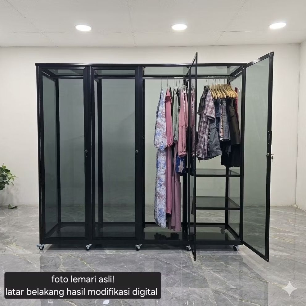 TC ALUMINIUM LEMARI PAKAIAN lb(5) 150X55X180 200X55X180 200X55X195  LEMARI RAK BAJU ALUMINIUM HOLLOW