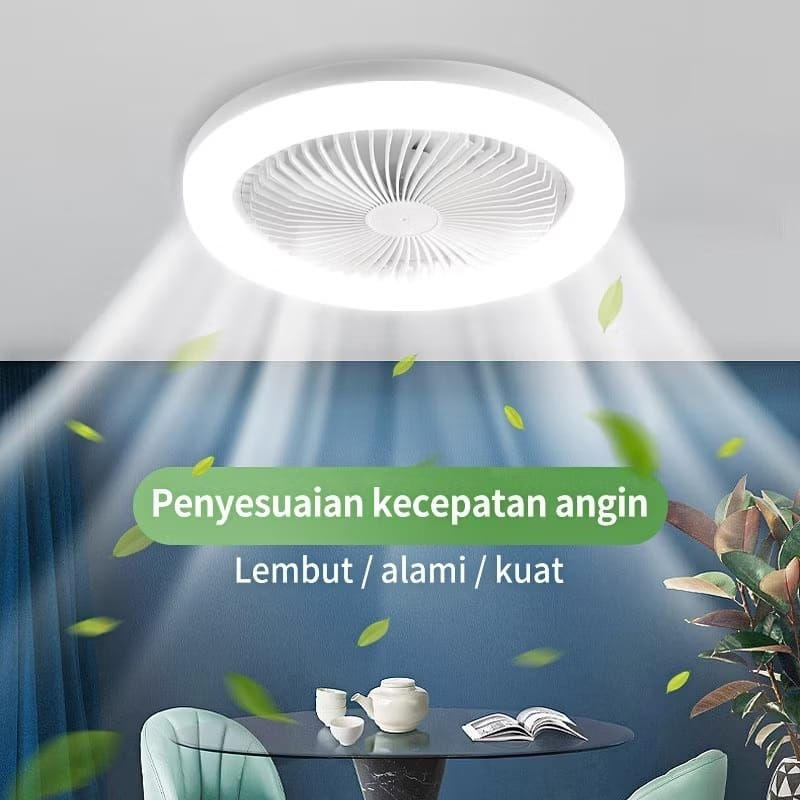 Lampu kipas+remot kipas  30w 3 warna cahaya kipas lampu led E27 lampu bohlam led