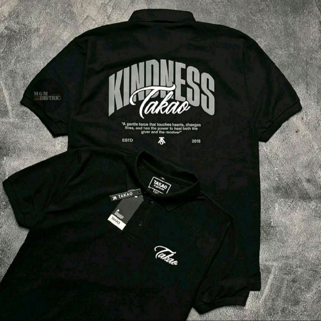 Takao Poloshirt Pria Motif Sablon Plastisol Baju Kaos Kerah Distro Cowok Trade Mark Kindness Keren