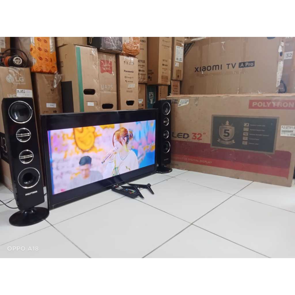 TV LED POLYTRON ANALOG 32 INC SPEAKER TOWER KONDISI BEKAS MASIH SEGEL (0169)