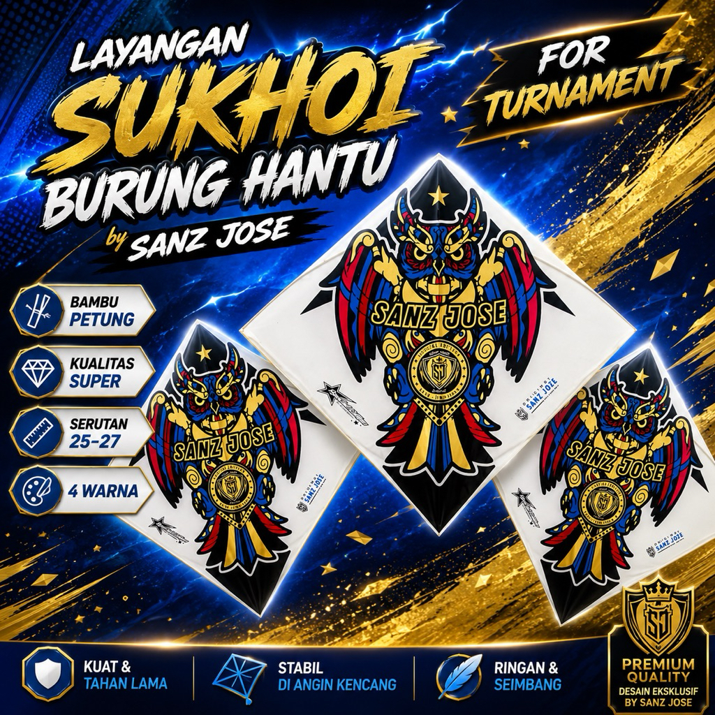 Layangan Sukhoi "Sanz Jose BURUNG HANTU" Bambu Tua Special Turnament
