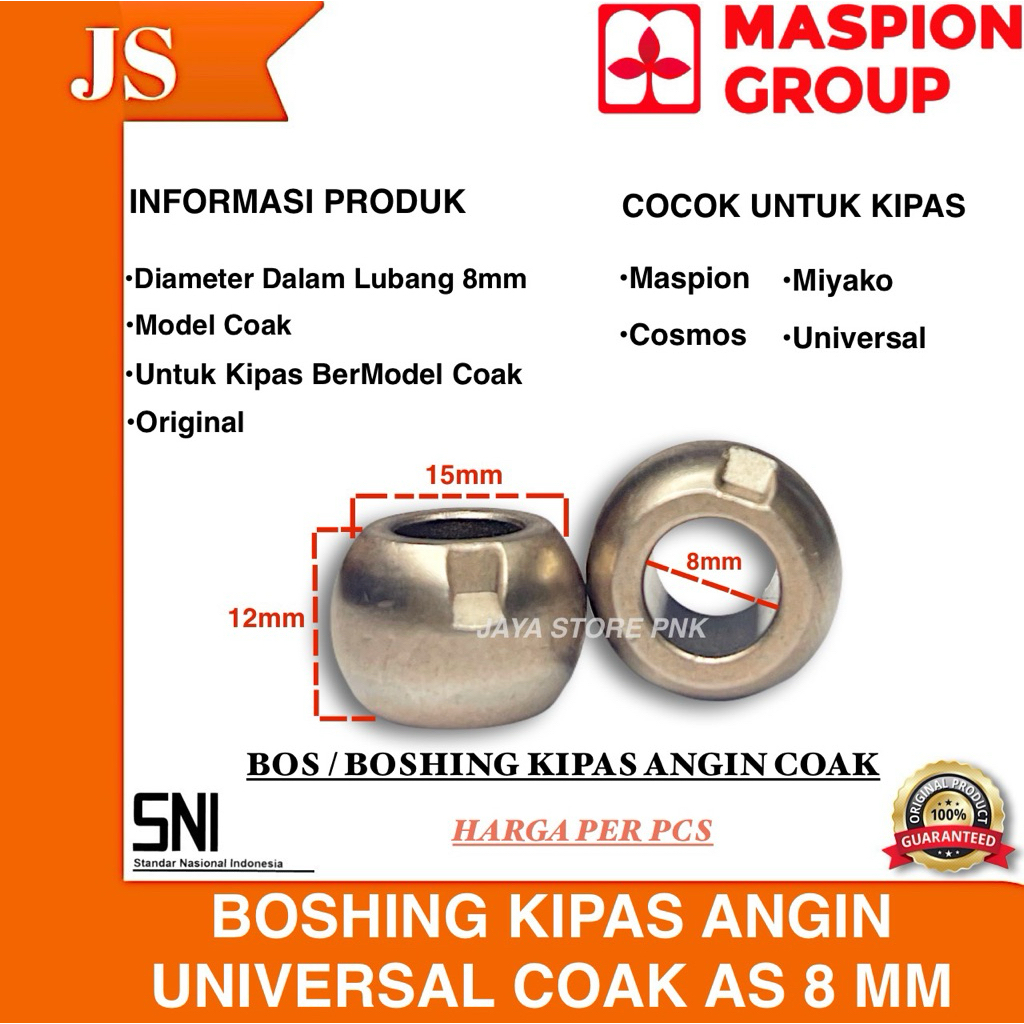BUSHING KIPAS ANGIN COAK AS 8 MM UNIVERSAL BUSHING KIPAS ANGIN MASPION COAK AS 8 MM
