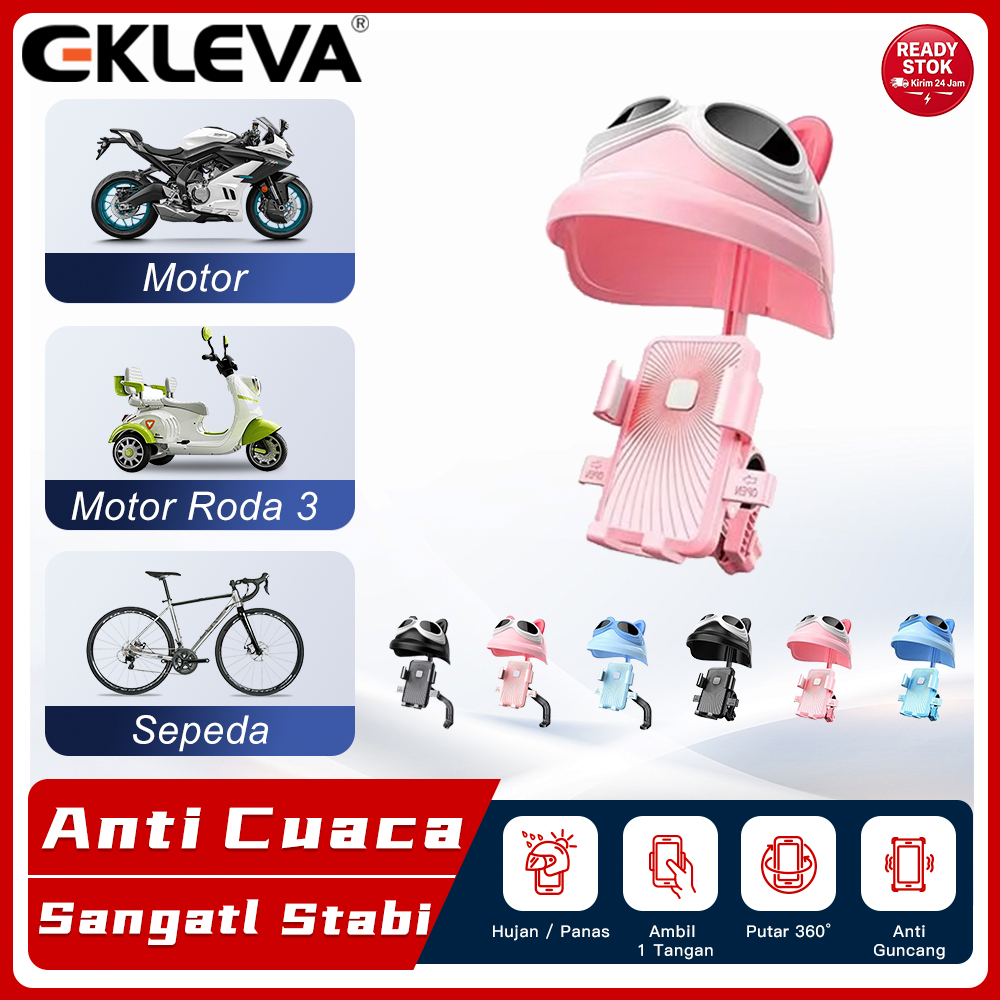 EKLEVA Holder HP Sepeda Motor Pelindung Matahari Dudukan Ponsel Helm Mini Anti Guncang untuk Motor &