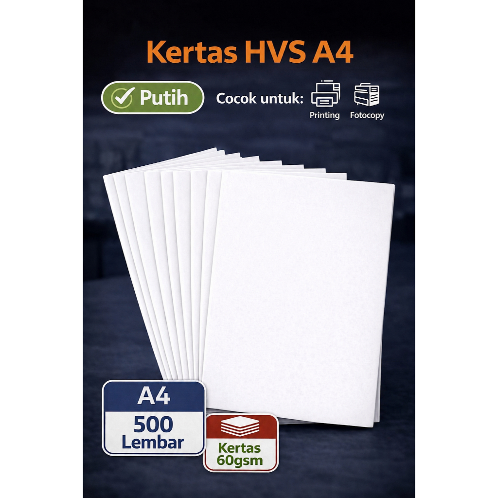 Kertas HVS A4 60 Gr Putih 1 Rim