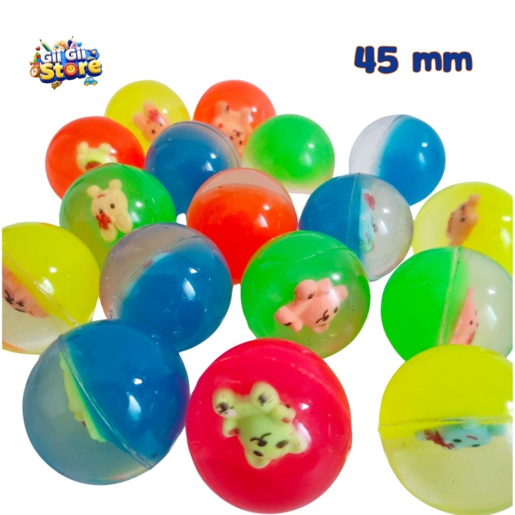 5 Pcs Bola Bekel Motif Boneka Ukuran Jumbo 45mm Warna Cerah Mainan Bola Bekel Jadul