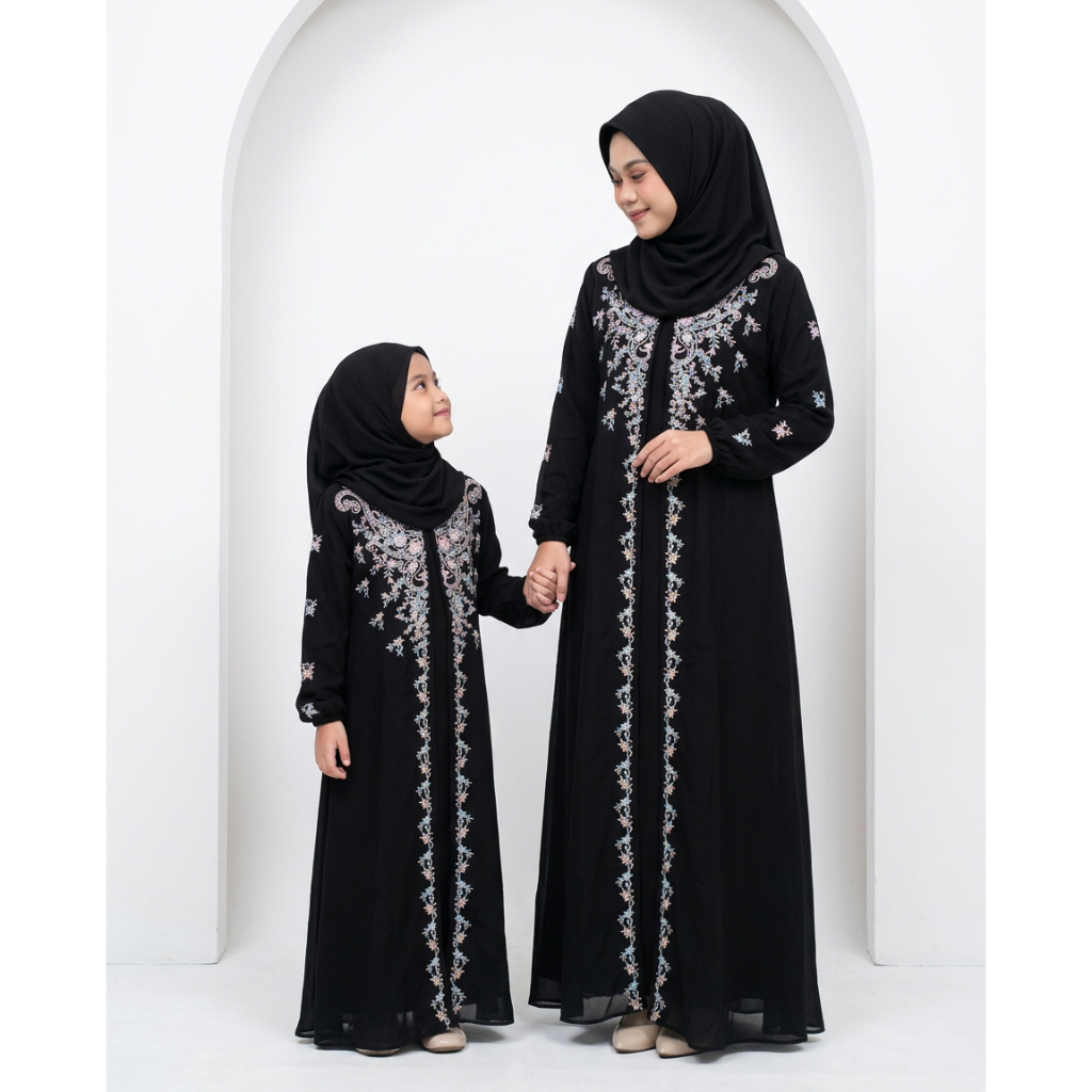 KEN ABAYA - Set Abaya Couple ibu dan anak bordir | Gamis Abaya
