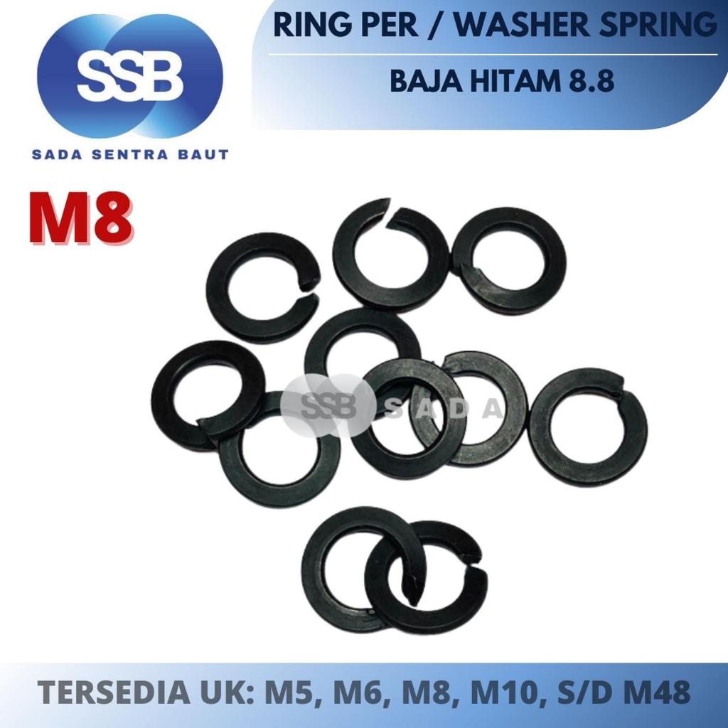 Ring Per Baja 8.8 M8 Washer Spring Baja Hitam M8