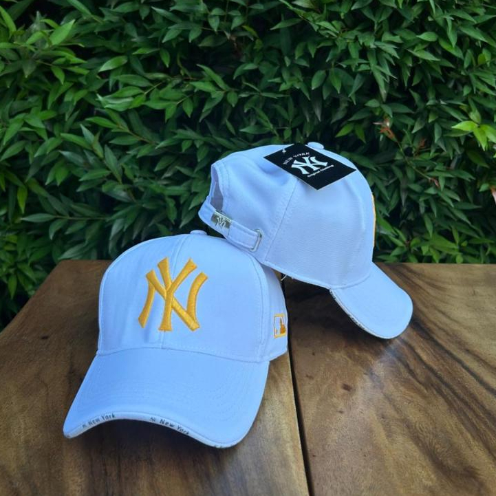 Topi Ny Newyork White Gold / Ny Cap Mini font / Topi baseball casual - Oritopi
