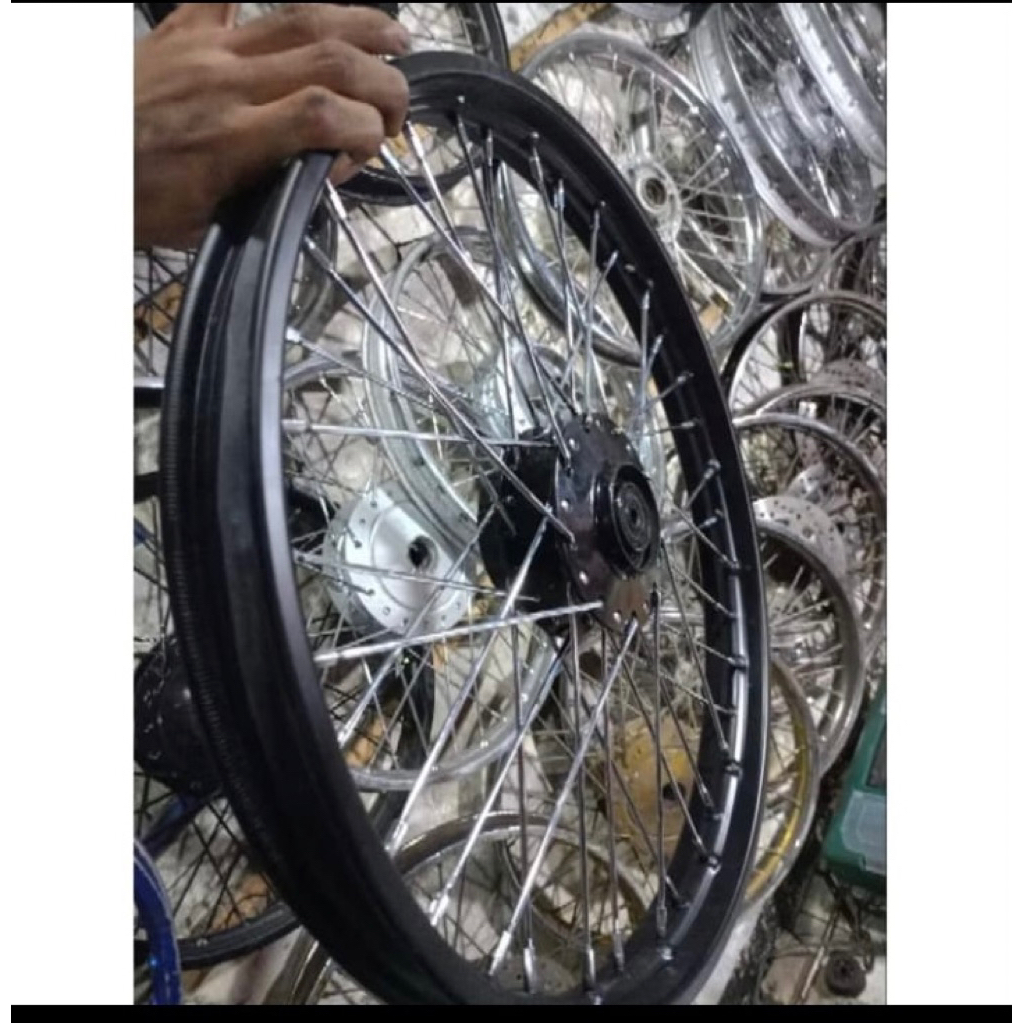 velg/pelek jari jari bagian depan motor Vega ZR Vega new Jupiter MX full hitam dop