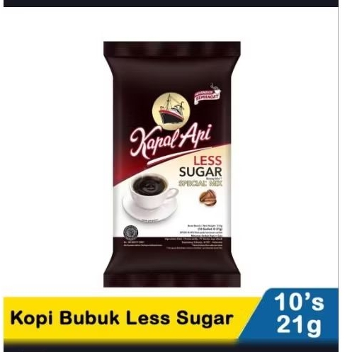 Kopi kapal api less sugar 1 pak isi 10