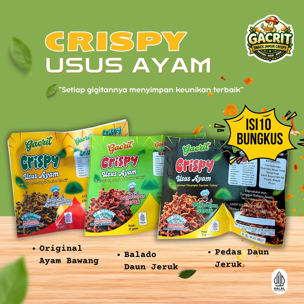 Crispy Usus isi 10 bungkus Gacrit || kripik Usus ||usus ayam krispi ||Grosir