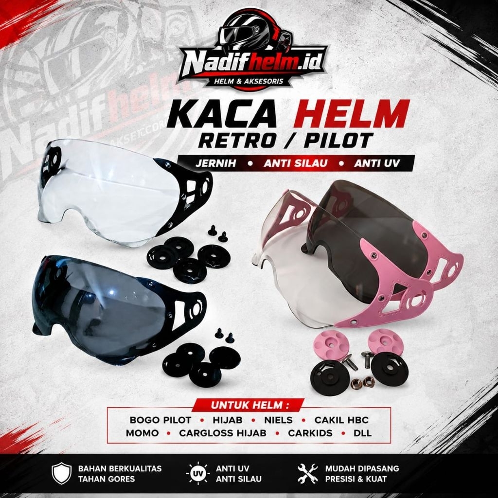Kaca Pilot Murah Viral untuk Helm Scoopy, Helm Bogo, dan Helm Cakil HBC + Kupingan