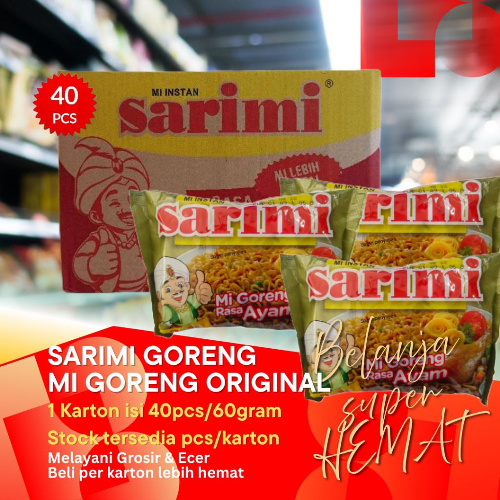 Mie Goreng Sarimi(5Pcs) 75gr Original 1Dus Isi 40Pcs/Kardus GROSIR & ECER