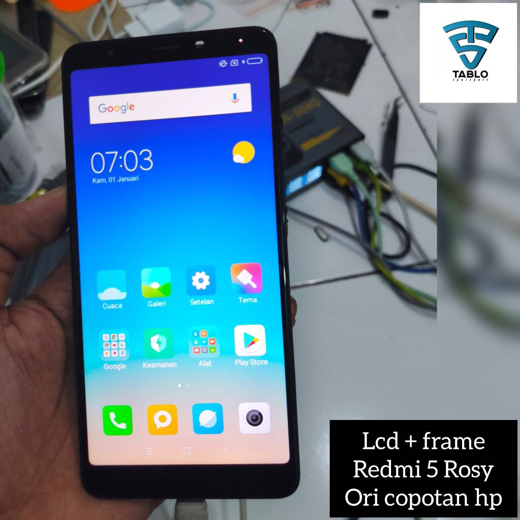 LCD plus frame Xiaomi Redmi 5 rosy original copotan hp