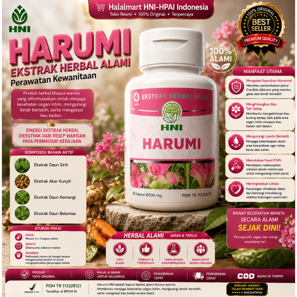 HARUMI HNI HPAI Original 50 Kapsul - Obat Herbal Keputihan Bau Tak Sedap & Gatal - Perawatan Miss V 