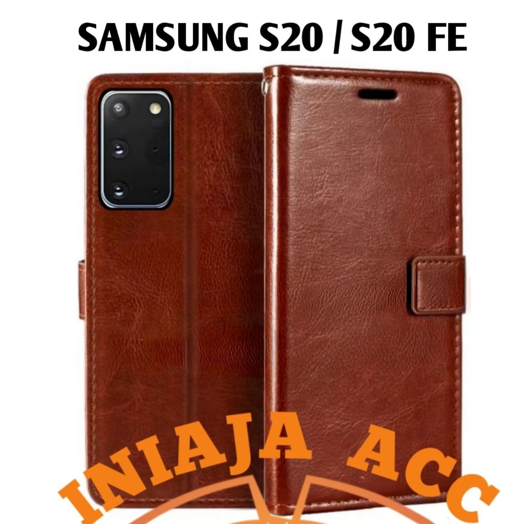 CASE SAMSUNG S20 / S20 FE LEATHER CASE SARUNG HP DOMPET KULIT FLIP COVER CASE BUKA TUTUP KESING DOMP