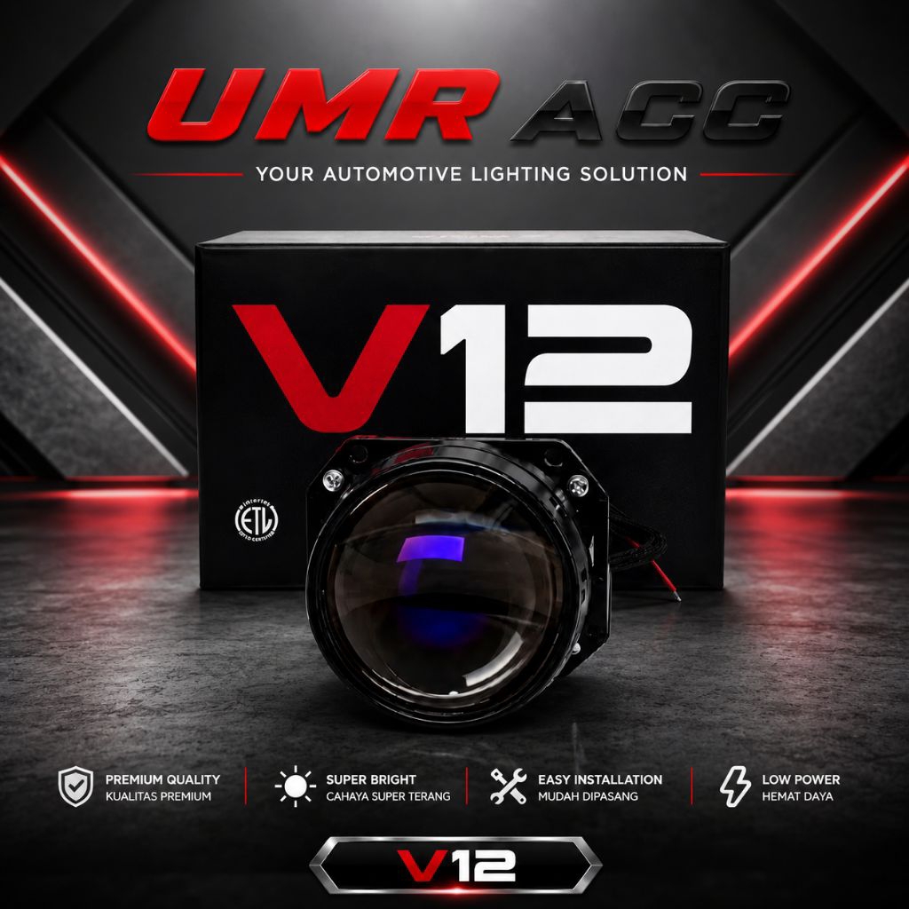 PROJECTOR PROJIE BILED V12 C1 2,5 INCH UNGU LENS  45-55 WATT MOTOR MOBIL