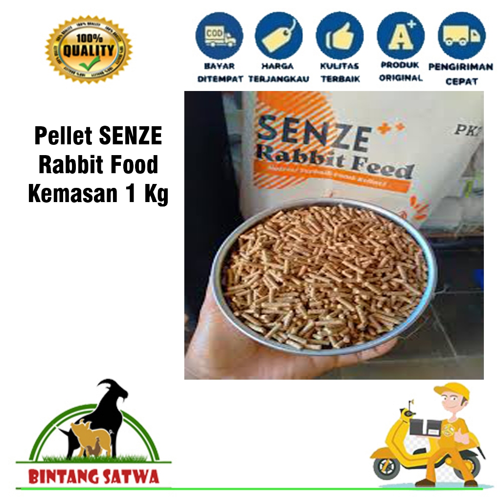 Pelet Pakan Kelinci SENZE  Bernutrisi  Tinggi Kemasan 1 kg