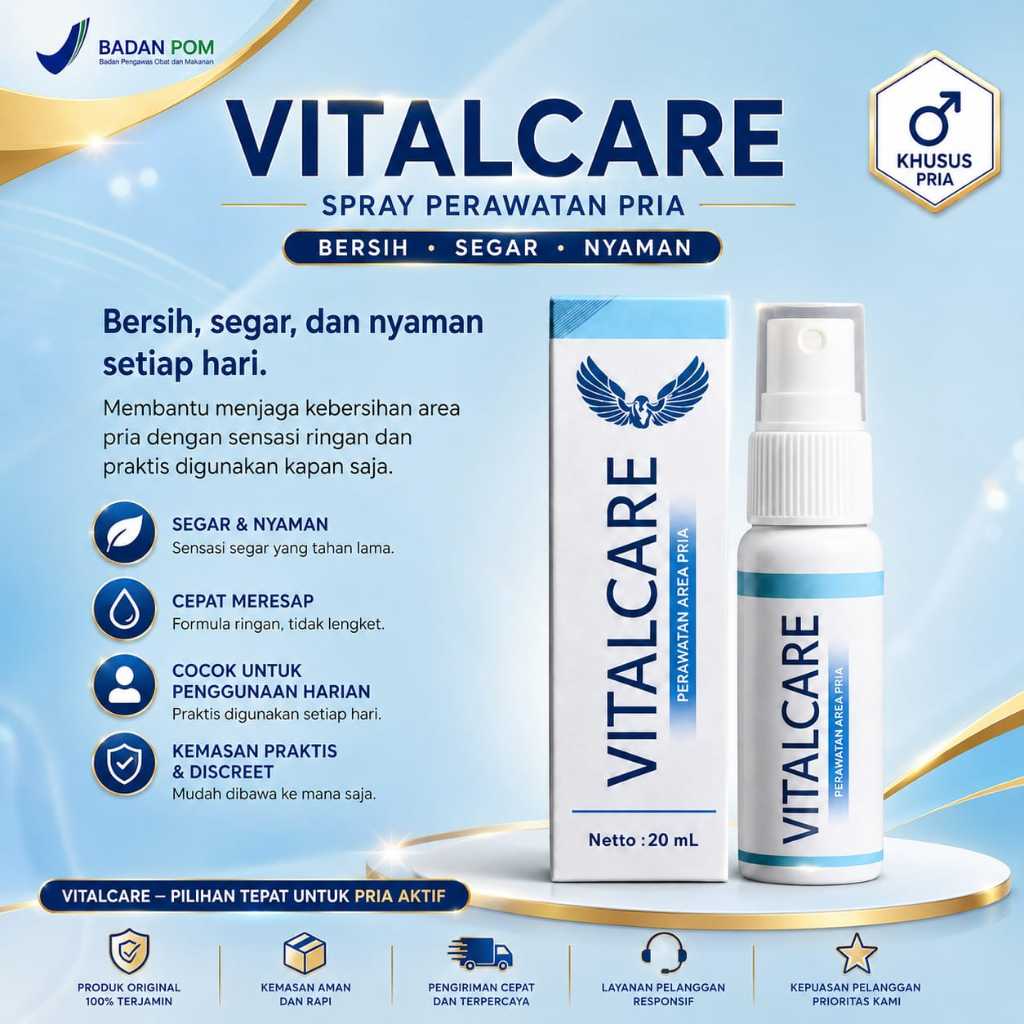 VITALCARE Obat Kuat Spray Pria Tahan Lama - Aroma Segar, Bahan Alami, 20 ML