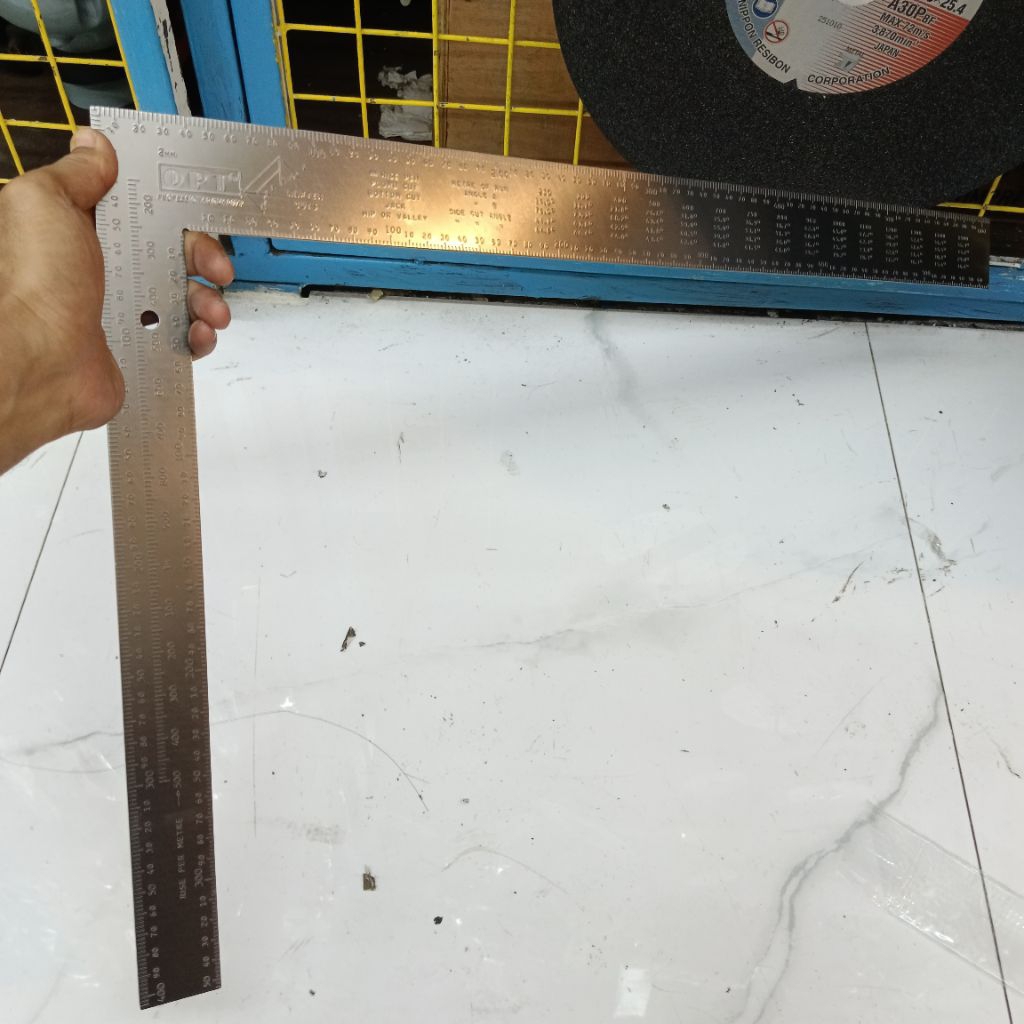 Penggaris Siku Tukang 400 mm x 60 mm Stainless steel tebal OPT - Tahan Lama Presisi dan kokoh