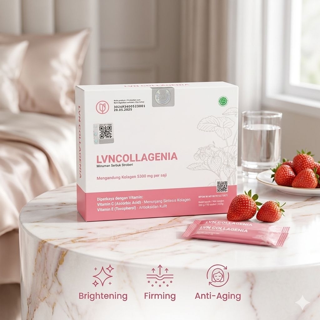 LVN COLLAGEN Original - Minuman Pemutih Badan & Pencerah Kulit Alami - Collagen Drink Strawberry 530