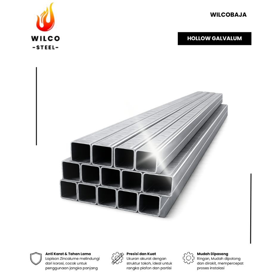 HOLLOW GALVALUME 2X4 DAN 4X4 (MINI/BESAR) PER BATANG 4 METER