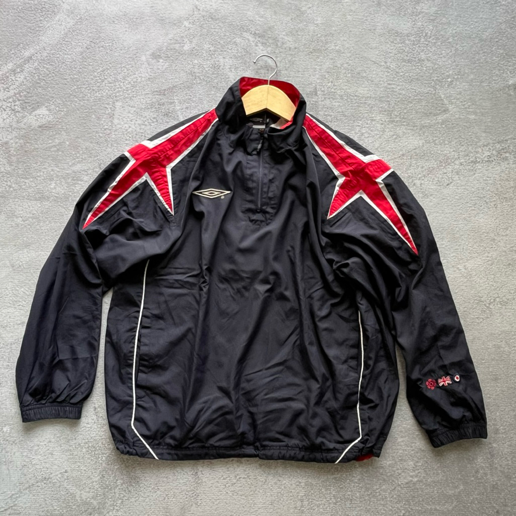 jaket sweater tracktop windbreaker england vintage retro by umbro inggris logo bordir