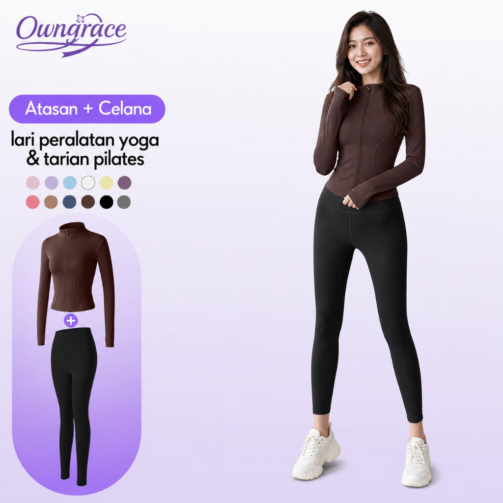 Owngrace Setelan Baju Jaket Olahraga Wanita Lengan Panjang