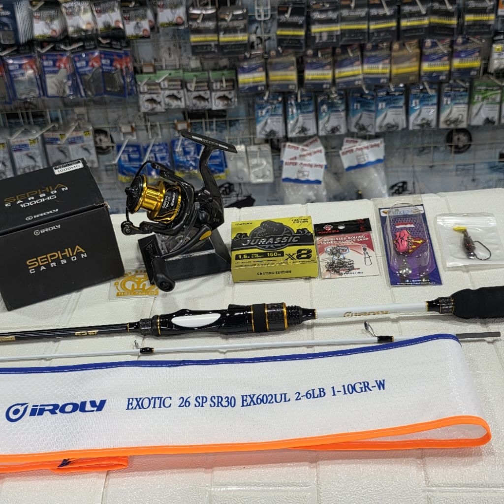 Set Lengkap Ultralight Iroly | Joran Iroly Exotic 26 SP SR30 EX602UL VS Reel Iroly Sephia Carbon 100