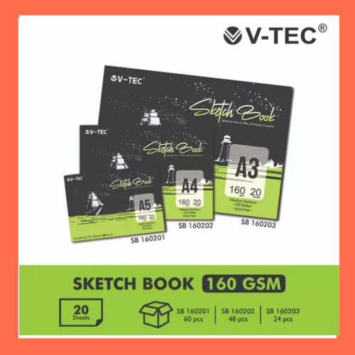 SKETCH BOOK V-TEC A4/A3 160GSM 20 SHEET