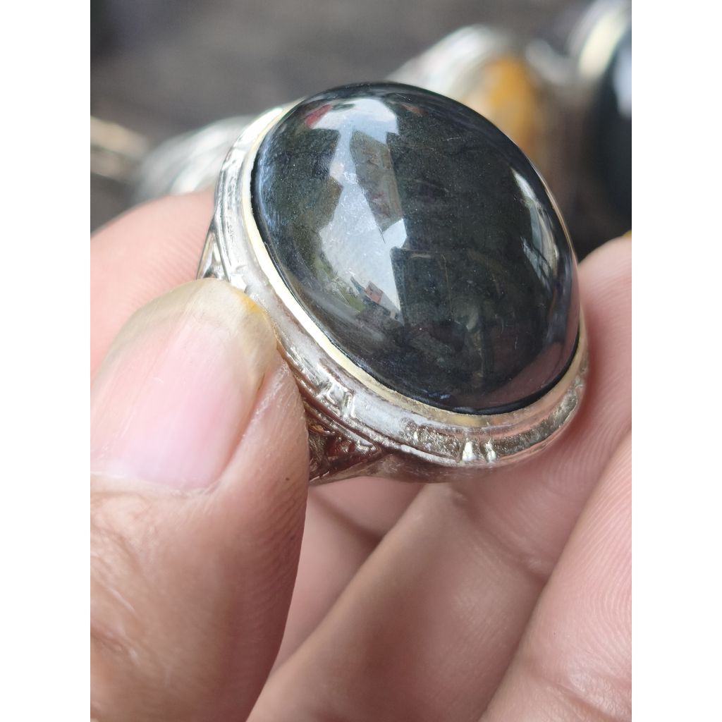 batu cincin giok hitam kinclong giok badar mumbul