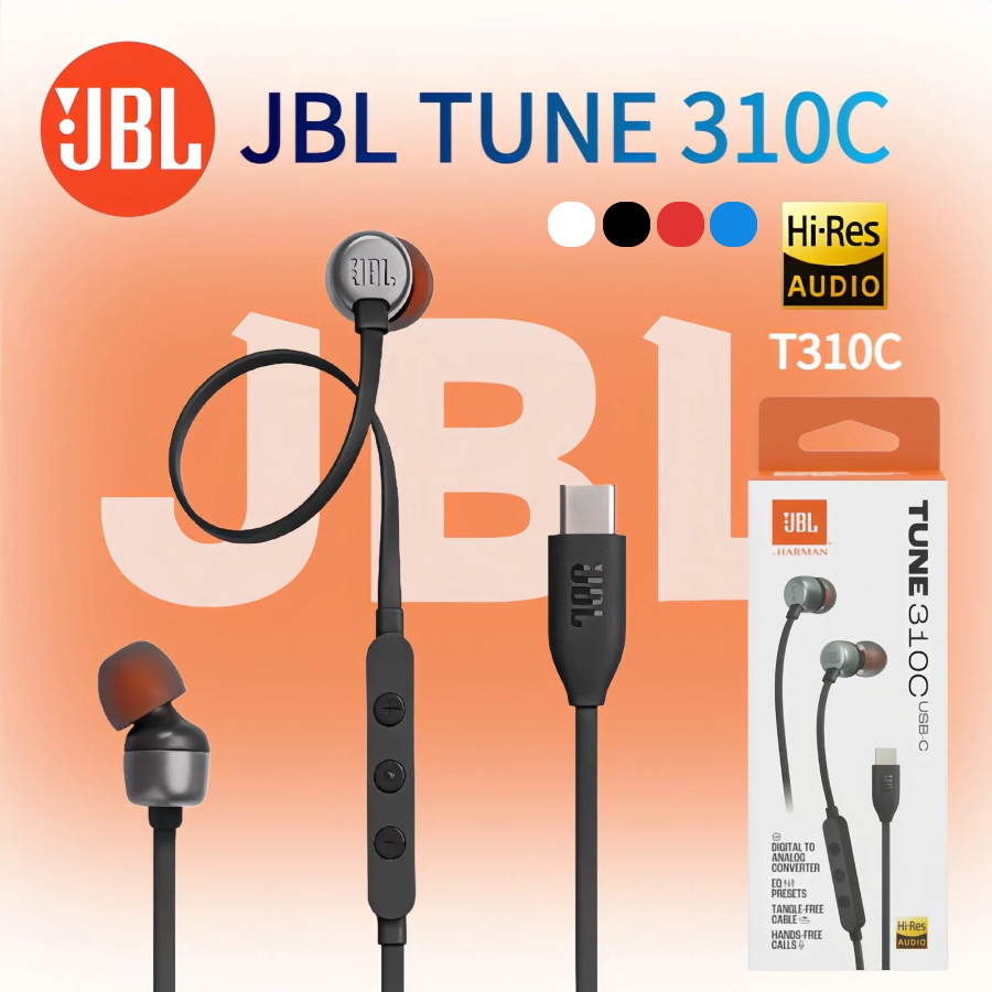 JBL Tune 310C Wired Earphone Type C Original Harman – Super Bass Handsfree Kabel Original